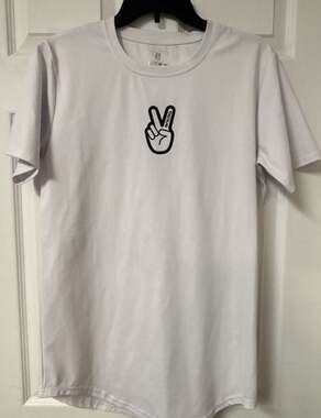 Deuce Brand White Peace Sign Embroidered Short Sleeve T-Shirt